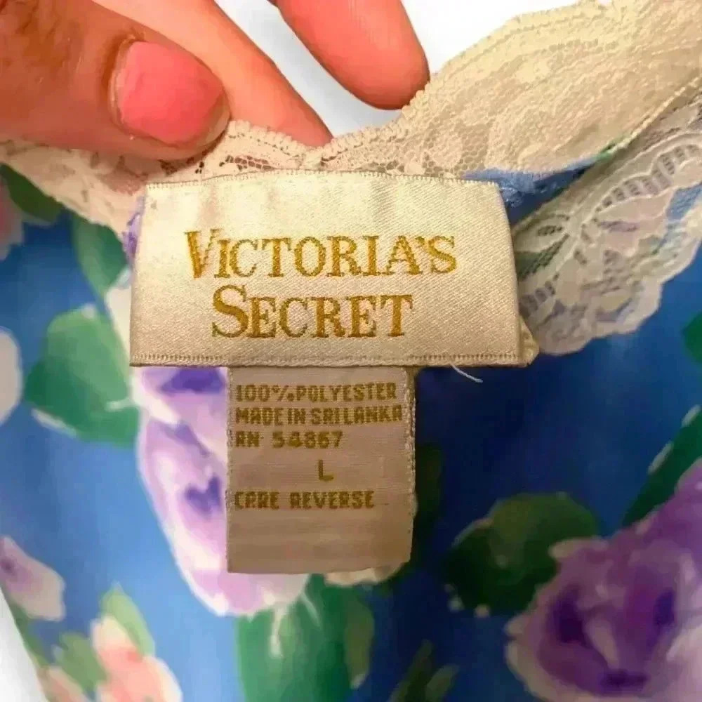 Vintage Victoria's Secret 80's/90's Gold Label Deep V Lace Floral Slip Dress - Picture 11 of 16